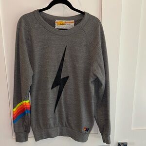 Aviator Nation Charcoal Sweater with Lightning Bolt